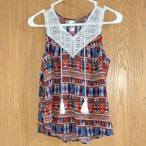 Womens patterned and multicolored tank top
